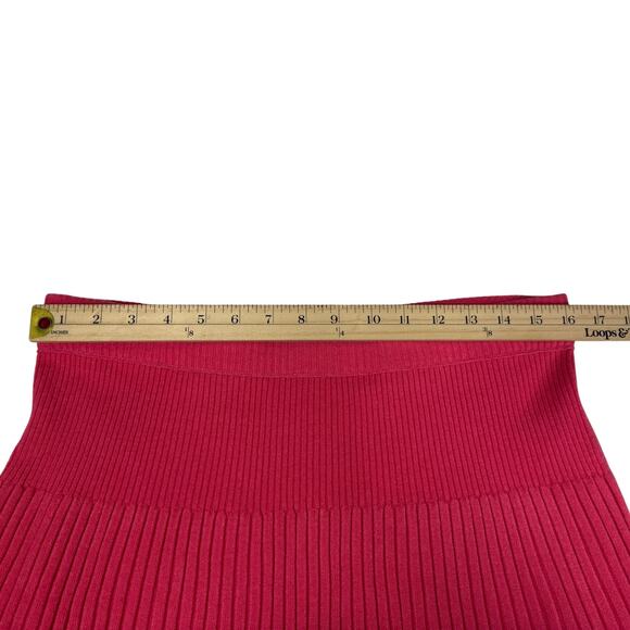 Aerie Womens Pink Ribbed Pleated Mini Skirt Size Large Y2K Preppy Knit - Picture 5 of 9